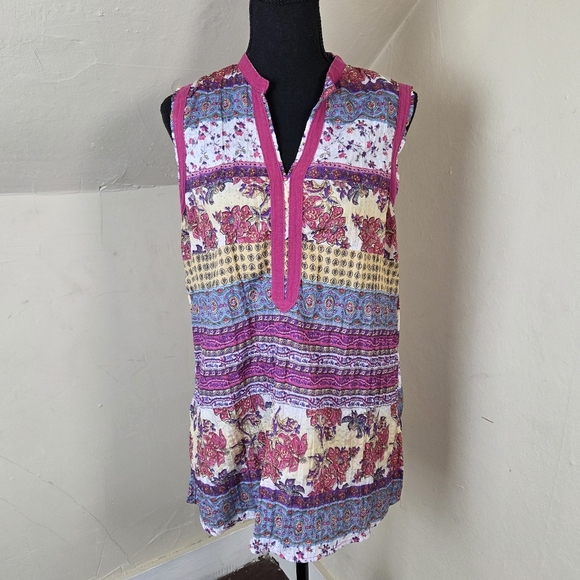 Unique Spectrum Multicolor Sparkling  Tunic Top Size L - Picture 2 of 11